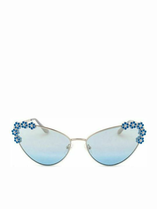 Guess Women's Sunglasses with Silver Metal Frame and Light Blue Lens GU7588 10X