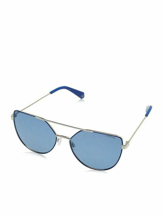 Polaroid Women's Sunglasses with Blue Metal Frame and Light Blue Lens
