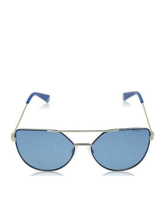 Polaroid Women's Sunglasses with Blue Metal Frame and Light Blue Lens
