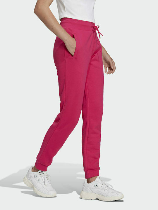 Essentials Adicolor Slim Ψηλόμεσο Παντελόνι Φόρμας με Λάστιχο Real Magenta