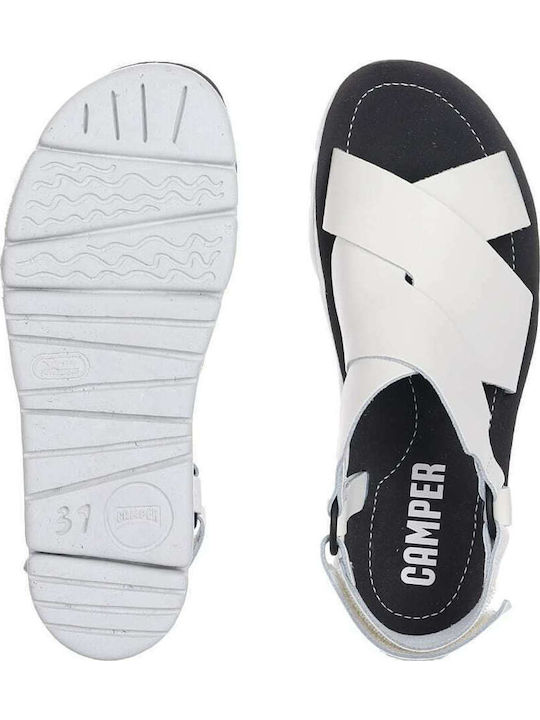 Oruga Up Leather Women's Flat Sandals Anatomic Sporty in White Color