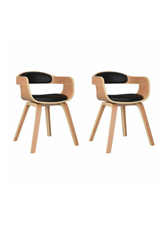 Dining Room Artificial Leather Armchair Black 49x51x70cm 2pcs