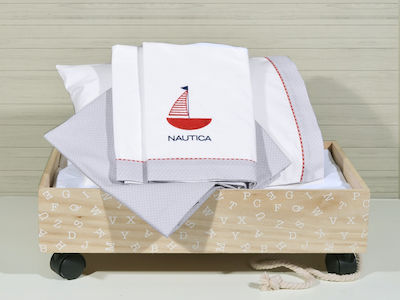 Nautica Baby Crib Bedding Set Dotted 4pcs Gray