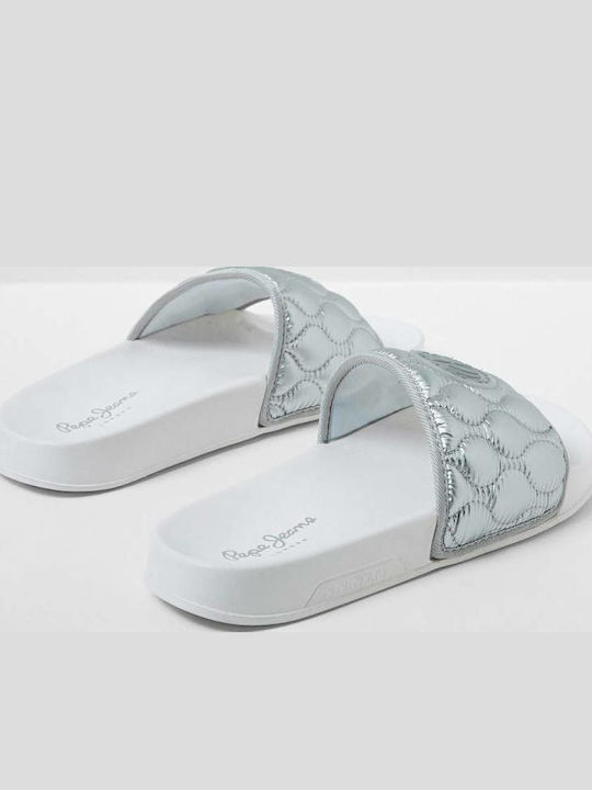 Women's Flat Sandals in Silver Color Regular Fit