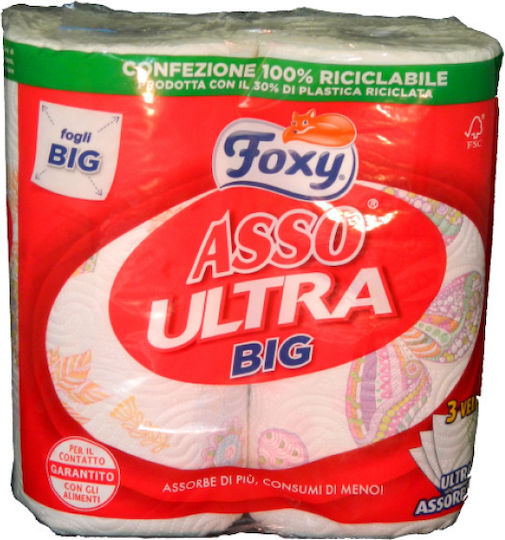 Foxy Χαρτί Κουζίνας Asso Ultra 2 Ρολά 3 Φύλλων 250gr