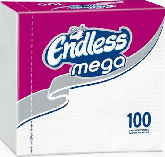 Endless Mega White 70 Napkins 2 Ply White 33x33cm