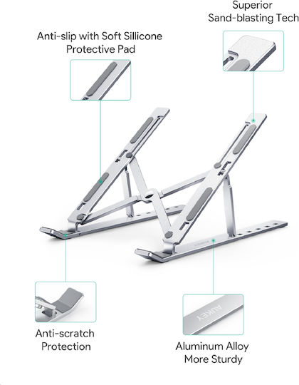 Aukey HD-LT07 Stand pentru Laptop până la 15.6" Argintiu