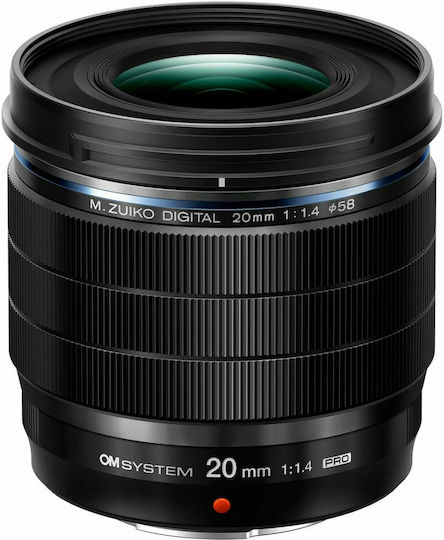 Olympus Medium Format Φωτογραφικός Φακός M.Zuiko Digital ED 20mm f/1.4 PRO Wide Angle για Micro Four Thirds (MFT) Mount Μαύρος