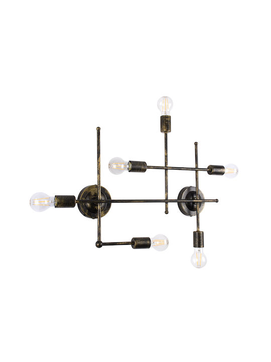 GloboStar Piping Industrial Φωτιστικό Τοίχου με Ντουί E27 Μπρούτζινο 66x49εκ.