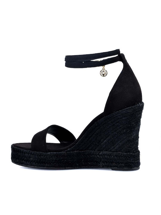 Women's Suede Ankle Strap Platforms Black O41007897 004