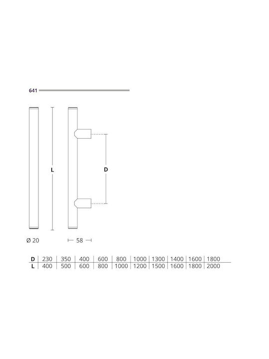 Front door handle Convex 641 Nickel Matt - stainless steel Overall length 400mm Single