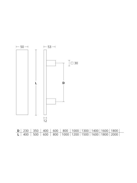 Haustürgriff Konvex 669 Nickel Matt - Edelstahl Gesamtlänge 500mm Paar