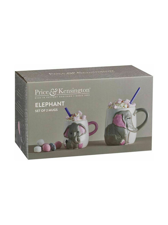 Price & Kensington Elephant Mug Ceramic Gray 2pcs