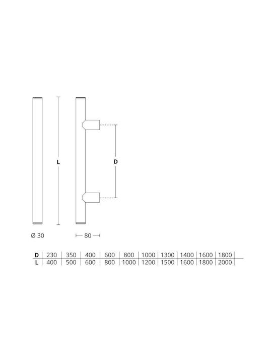 Mâner pentru ușa din față Convex 475 Nickel Matt - oțel inoxidabil Lungime totală 800mm Single