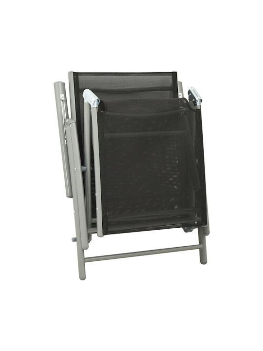 Aluminum Garden Pool Deckchair with Textilene Fabric Black Set with Table 3 Pieces 178x61.5x60cm