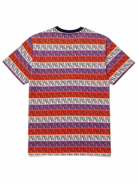 HUF Ανδρικό T-shirt Red / White / Purple με Ρίγες