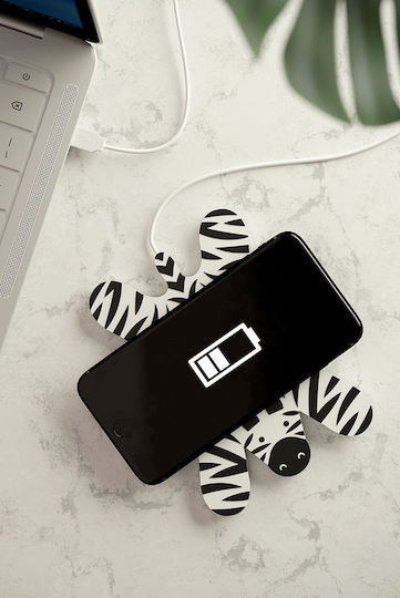 Mustard Ασύρματος Φορτιστής (Qi Pad) Λευκός (Zebra)