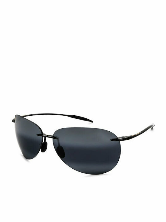 Maui Jim Men's Sunglasses with Black Plastic Frame and Black Gradient Polarized Mirror Lens 421-02