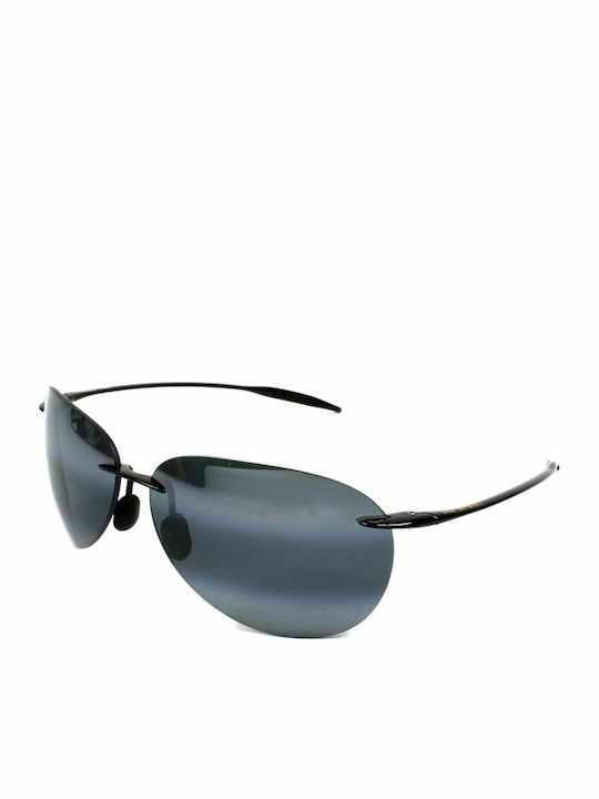 Maui Jim Men's Sunglasses with Black Plastic Frame and Black Gradient Polarized Mirror Lens 421-02