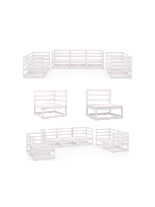 Outdoor Living Room Set 7 Pieces White
