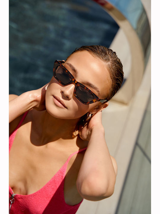 AV Sunglasses Karen Women's Sunglasses with Brown Tartaruga Plastic Frame and Blue Polarized Lens