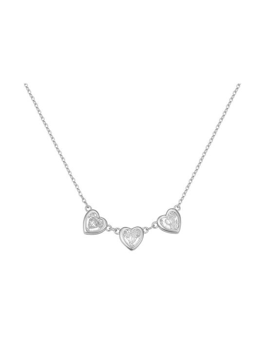 Prince Silvero Necklace with design Heart from Silver with Zircon