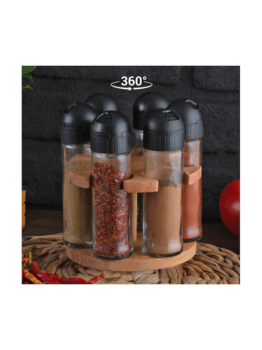 Glass Tabletop Rotating Spice Rack UP00900S Brown 6pcs