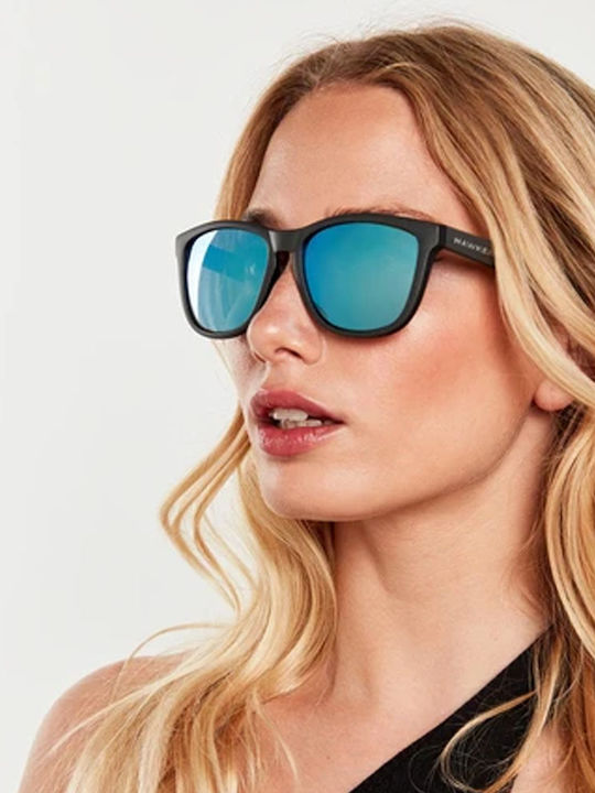 Hawkers One Unisex Γυαλιά Ηλίου με Μαύρο Κοκκάλινο Σκελετό και Τιρκουάζ Καθρέφτη Φακό OTR29