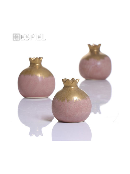 Espiel Tabletop Lucky Charm Pomegranate Gold/ Pink Ceramic 7.6x7.6cm 1pcs