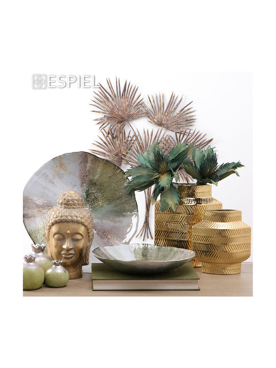 Espiel Tischplatte Glücksbringer Granatapfel Silver/ Green Keramik 12.7x12.7cm 1Stück