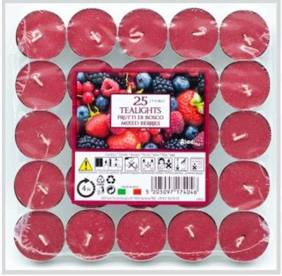 Scented Tealights Φρούτα του Δάσους Red (up to 4hrs Duration) 25pcs