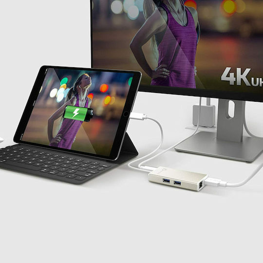 J5create J5create JCA374 USB-C Docking Station με HDMI 4K PD Ethernet Χρυσό