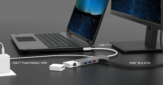 J5create JCD375 USB-C Docking Station mit HDMI 4K PD Gray