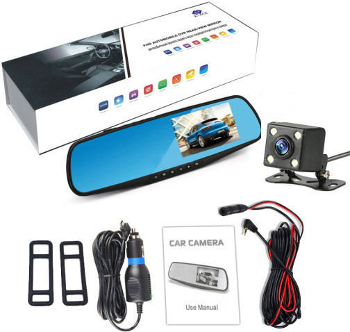 SPM SJ54 1080P Mirror Car DVR Set with Rear Camera, 4.3" Display with Clip
