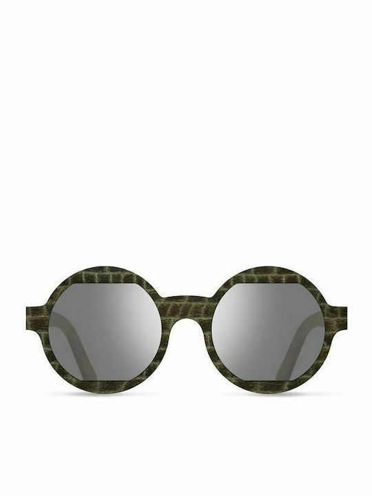 Zylo Goby Men's Sunglasses with Green Wooden Frame and Gray Lens BLU16103