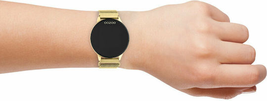 Oozoo Q00121 Stainless Steel 43mm Smartwatch με Παλμογράφο (Χρυσό)