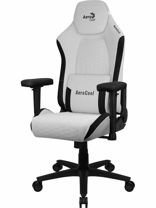 Aerocool Crown XL Καρέκλα Gaming Δερματίνης με Ρυθμιζόμενα Μπράτσα Λευκή