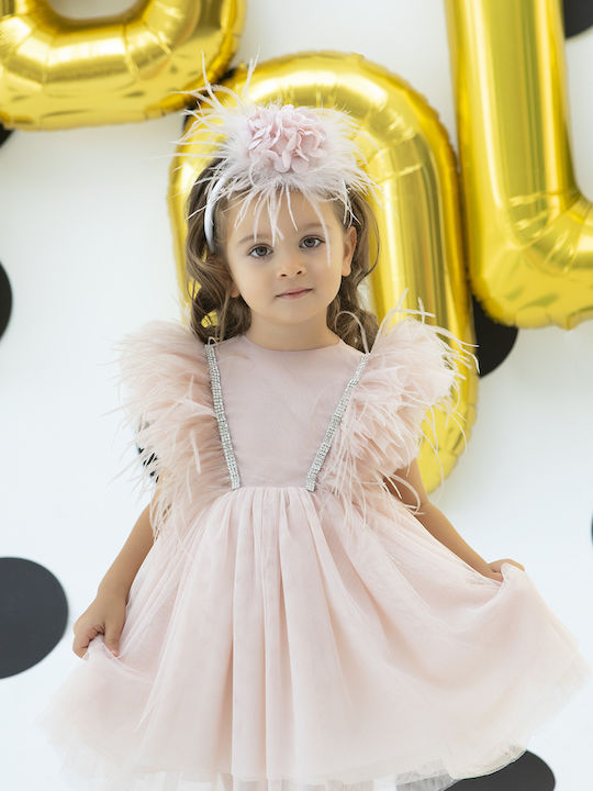 Bambolino Vera Pink Taufset Kleidung mit Haar-Accessoires & Kleid aus Tüll 2Stück