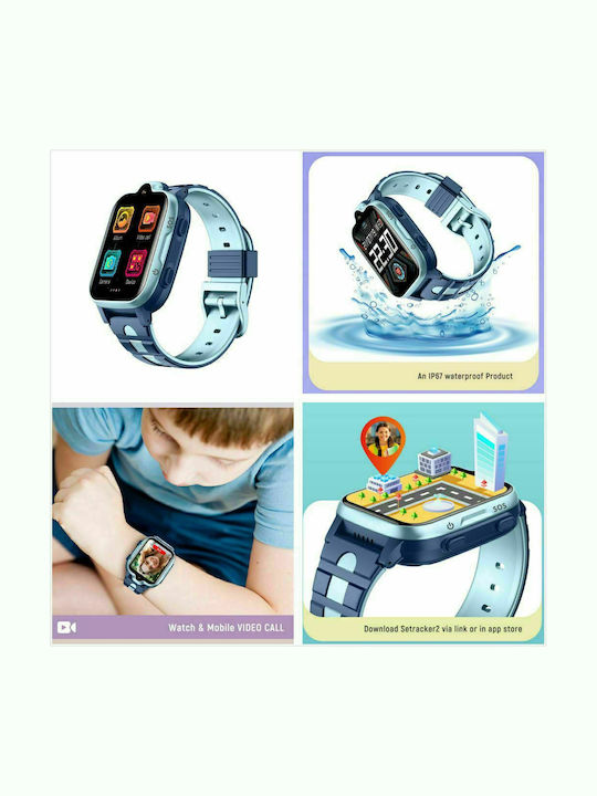 Technovo Ceas digital pentru copii cu GPS și curea din cauciuc/plastic Albastru deschis