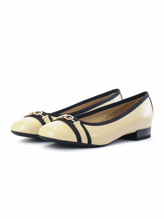 Geox Lederne Damen Ballerinas in Gold Farbe