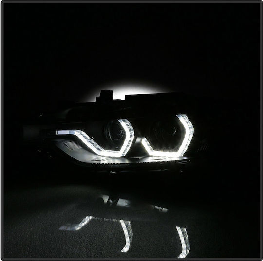 Sonar Front Lights Angel Eyes BMW Series 3 F30 / F31 3D Black 2011-2015 Set of 2 Pieces