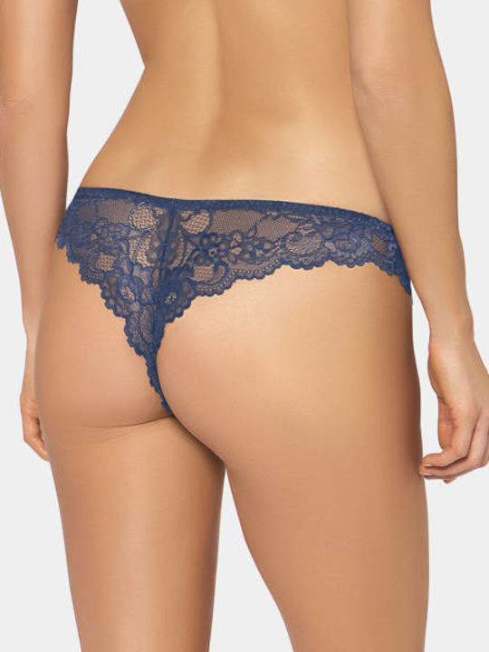Tempting Lace Women's String with Lace Navy Blue
