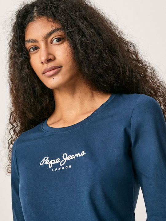 New Virginia Women's Blouse Cotton Long Sleeve Navy Blue