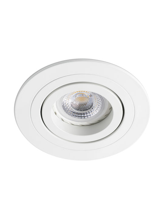 Faro Barcelona Radon Rotund Metalic Spot Încorporat cu Soclu GU10 Alb 9.2x9.2cm.