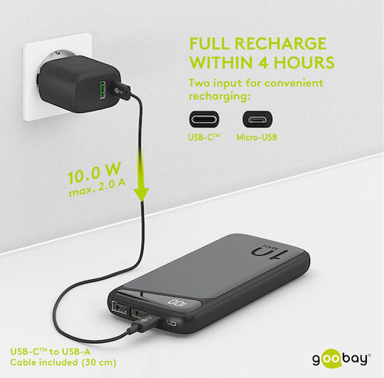 Goobay 53935 Power Bank 10000mAh 10.5W με 2 Θύρες USB-A Μαύρο
