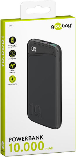 Goobay 53936 Baterie Externă 10000mAh 22.5W cu 2 Porturi de Ieșire USB-A și Port USB-C Încărcare Rapidă Neagră