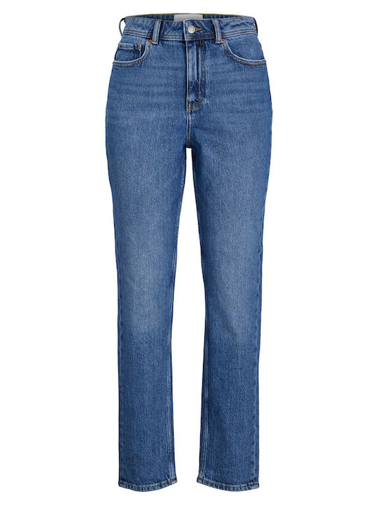 High Waist Women's Jean Trousers in Slim Fit Medium Blue