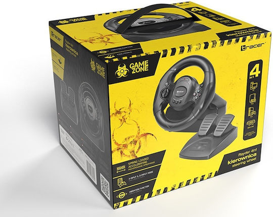 Tracer Rayder 4 In 1 Steering Wheel with Pedals for PC / PS3 / PS4 / XBOX One with 180° Rotation