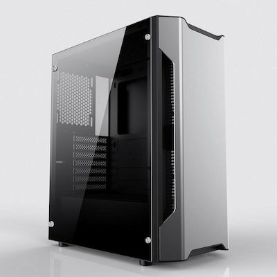Supercase Da Vinci DA07A Gaming Midi Tower Κουτί Υπολογιστή με Πλαϊνό Παράθυρο και RGB Φωτισμό Ασημί