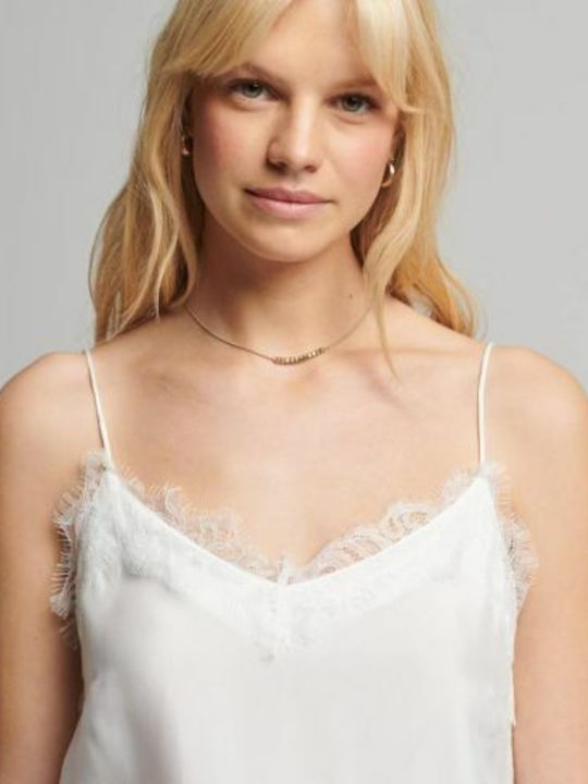 Studios Eyelash Γυναικείο Σατέν Lingerie Top με Δαντέλα Λευκό
